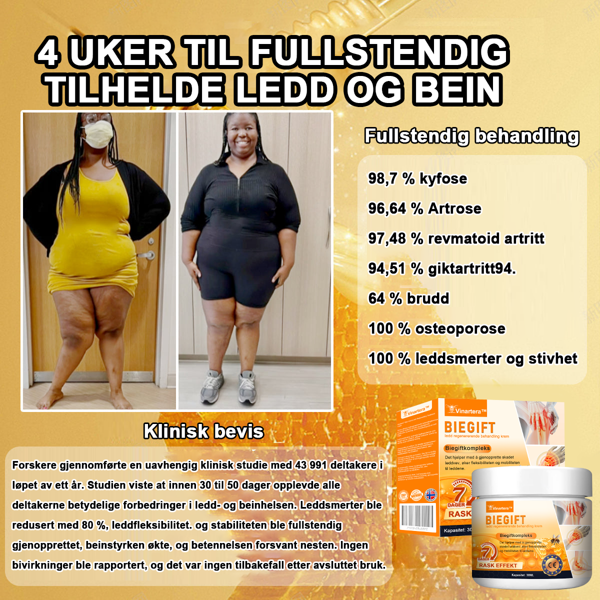 🏆🐝Vinartera™ Biegift Ledd Regenerasjons Krem🔥60 % rabatt i en begrenset periode🔥 -【CE-sertifisert】